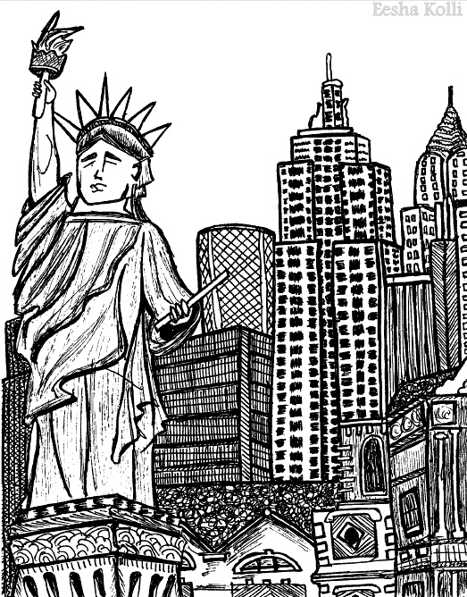 523x668 New York City Ball Pen Art Eesha Kolli