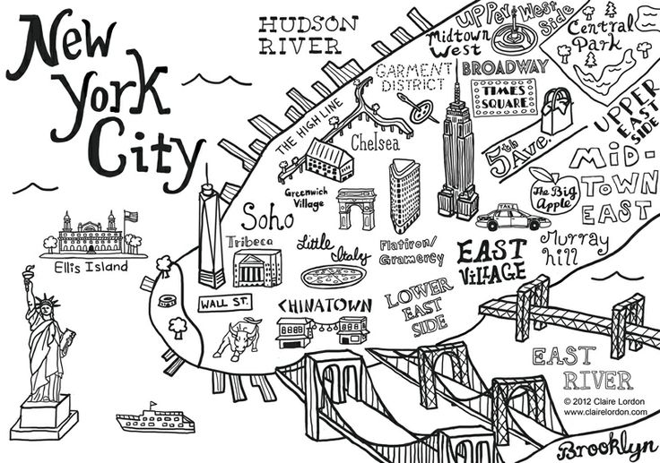 736x517 New York City Map Illustration Wall Decal By Claire Lordon New