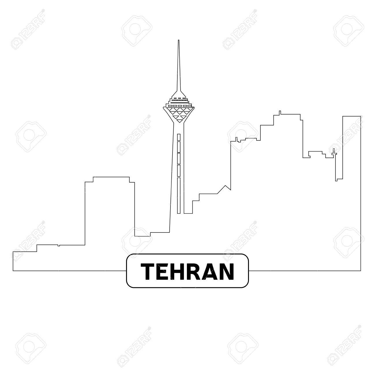 1300x1300 Outline Of A Cityscape Of Tehran, Vector Illustration Royalty Free