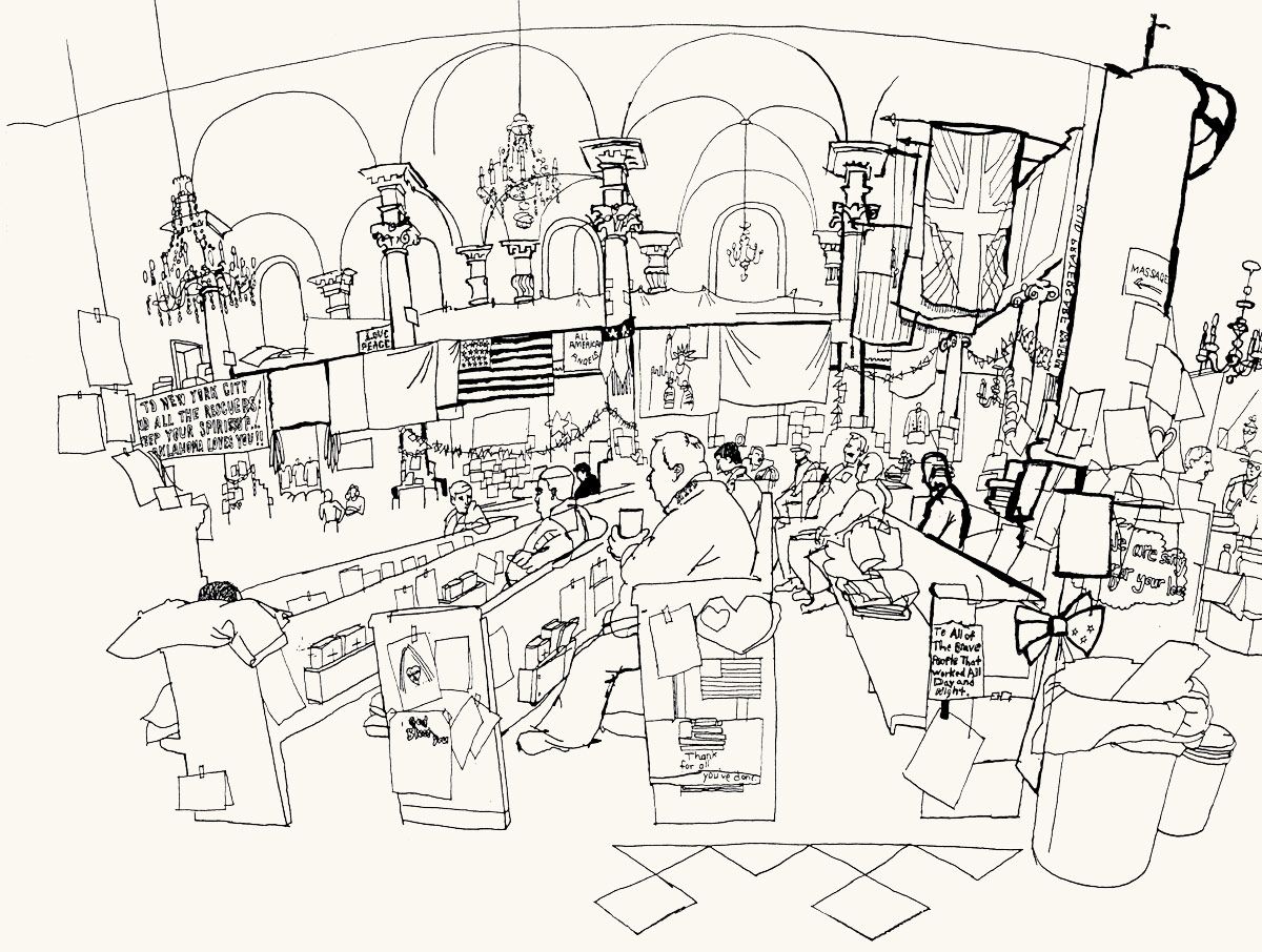 1200x906 Lucinda Rogers Ground Zero Ink Line Drawing September 11 New York