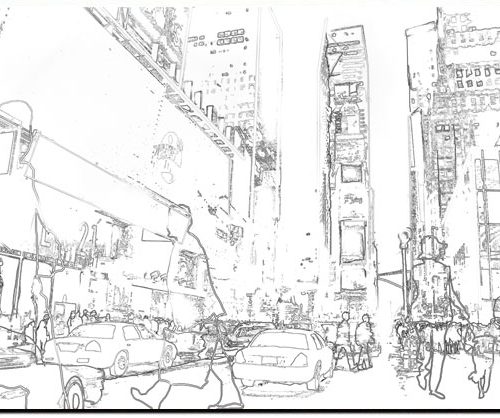500x418 New York Taxis Drawing Border People, Rectangle