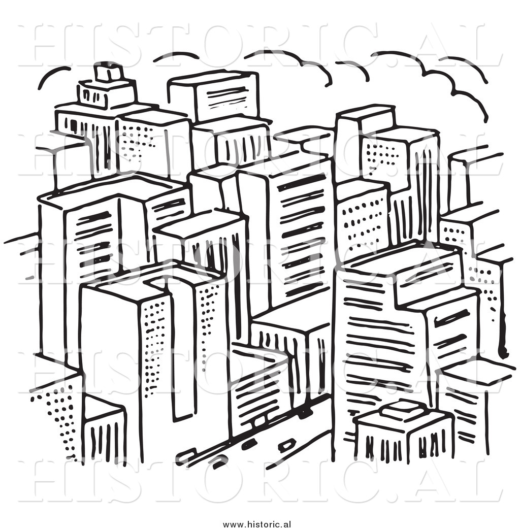 1024x1044 Drawn Skyscraper Black And White City