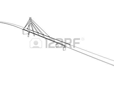450x338 New York Panorama With Brooklyn Bridge, Vector Outline Sketch