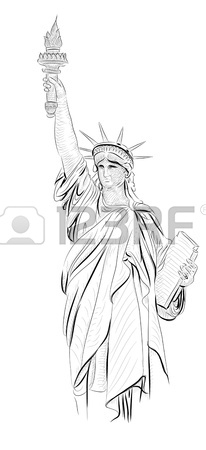 206x450 Statue Of Liberty In New York City Silhouette Isolated On White