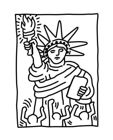 387x480 Statue Of Liberty By Keith Haring Coloring Page Free Printable