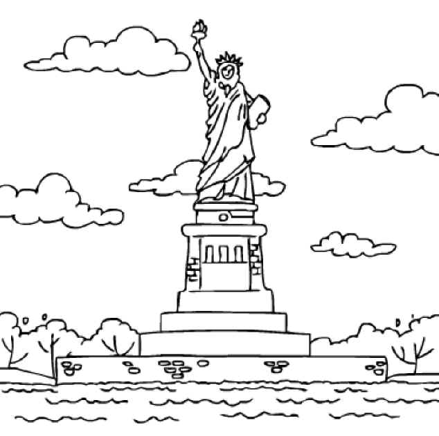 634x631 Coloring Pages Statue Of Liberty