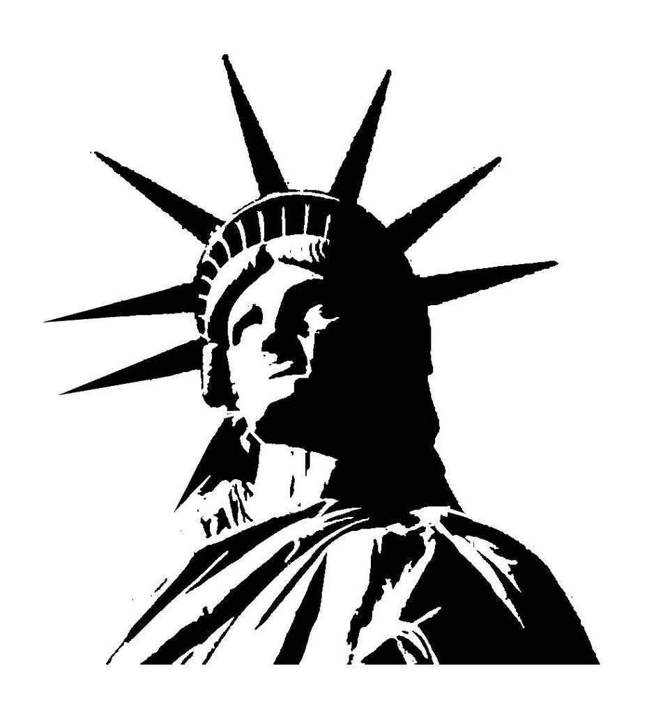 928x1012 Drawn Statue Of Liberty Black And White