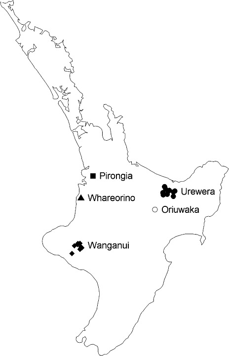 464x721 Map North Island, New Zealand, Showing Locations