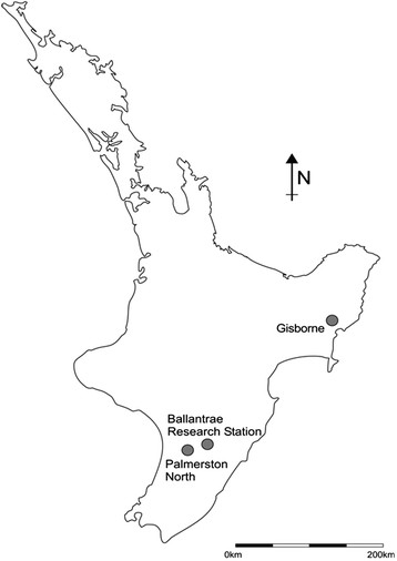 358x506 Map Of The North Island Of New Zealand Showing Gisborne Trial Site