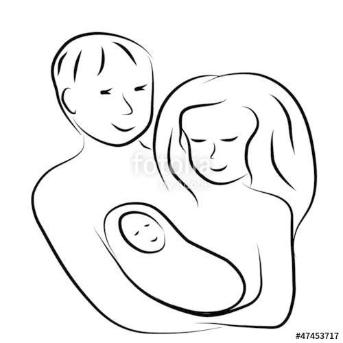 500x500 Happy Family Symbol, Man, Woman Newborn Baby Stock Image