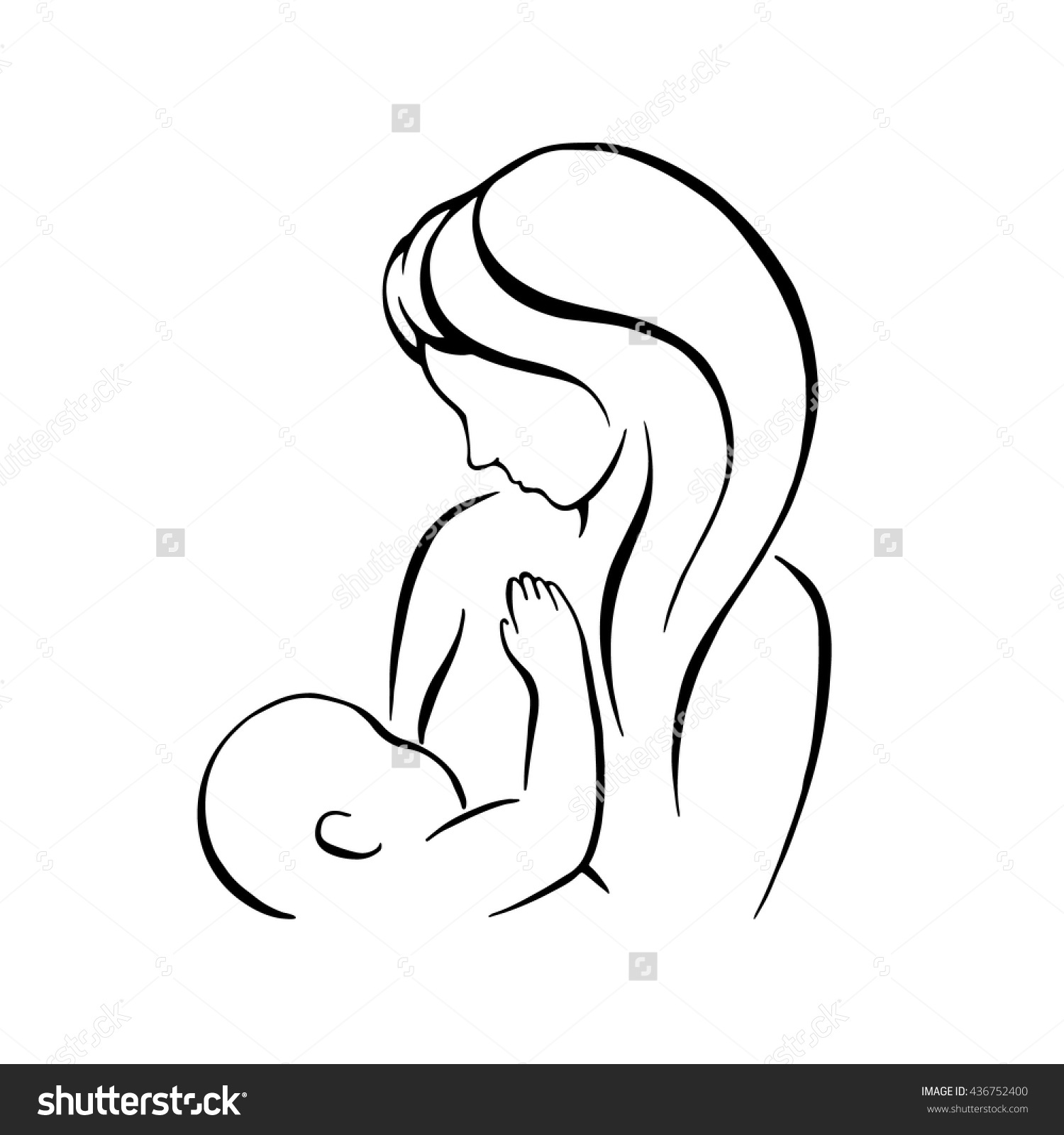 1500x1600 Breast Feeding Vector Sign. Mother Holding Newborn Baby In Arms
