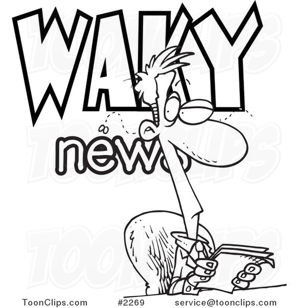 581x600 Cartoon Black And White Line Drawing Of A Waky News Anchor