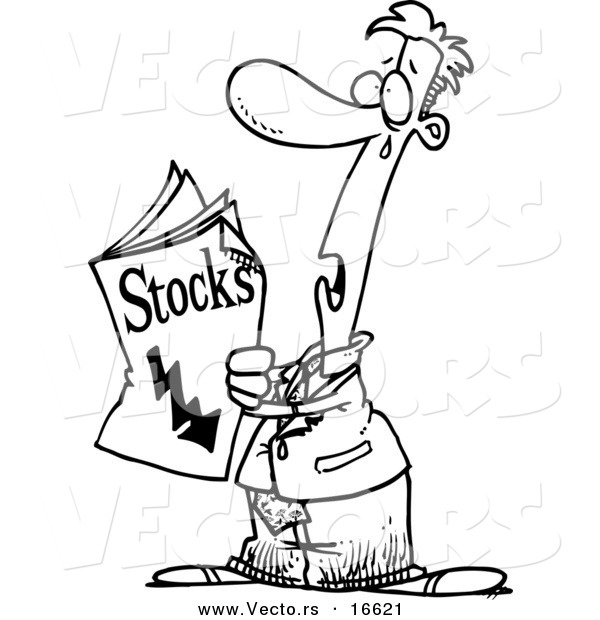 600x620 Vector Of A Cartoon Man Reading Bad News In The Stocks Pages
