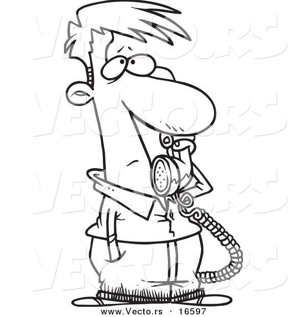 600x620 Vector Of A Cartoon Man Receiving Bad News On The Phone