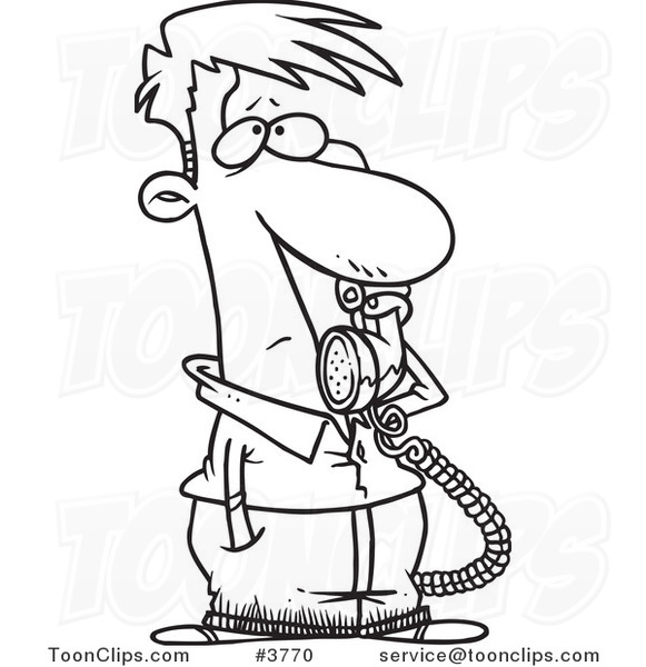 581x600 Cartoon Black And White Line Drawing Of A Guy Receiving Bad News