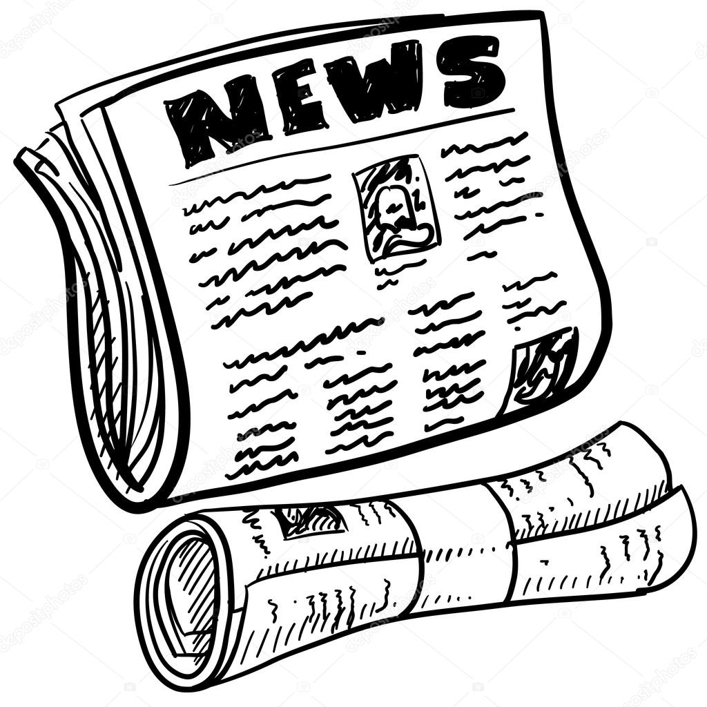 1024x1024 Newspaper Illustration Vector Sketch Stock Vector Lhfgraphics