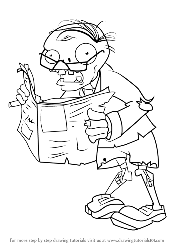 565x800 Step By Step How To Draw Newspaper Zombie From Plants Vs. Zombies