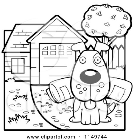450x470 Cartoon Clipart Of A Black And White Dog Sitting In A Driveway