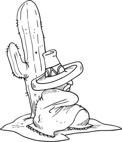 413x480 Mexican Sleeping Next To A Cactus Coloring Page Free Printable