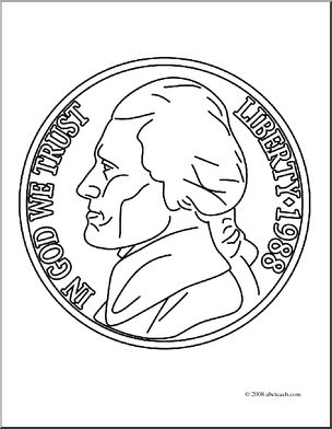 304x392 Clip Art Nickel Front (Coloring Page) I Abcteach