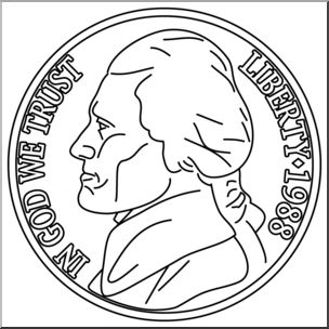 304x304 Clip Art Nickel Front Bampw I Abcteach