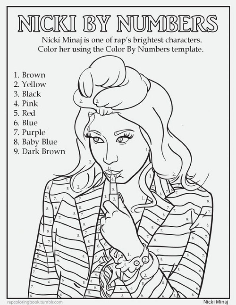 791x1024 Nicki Minaj Color By Number Coloring Page Famous People Coloring