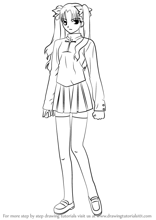 598x844 Step By Step How To Draw Rin Tohsaka From Fate Stay Night