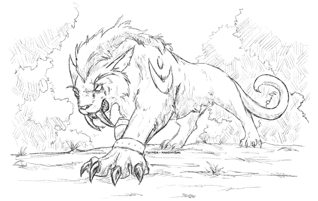 1024x647 Night Elf Feral Druid Sketch By Kagesatsuki