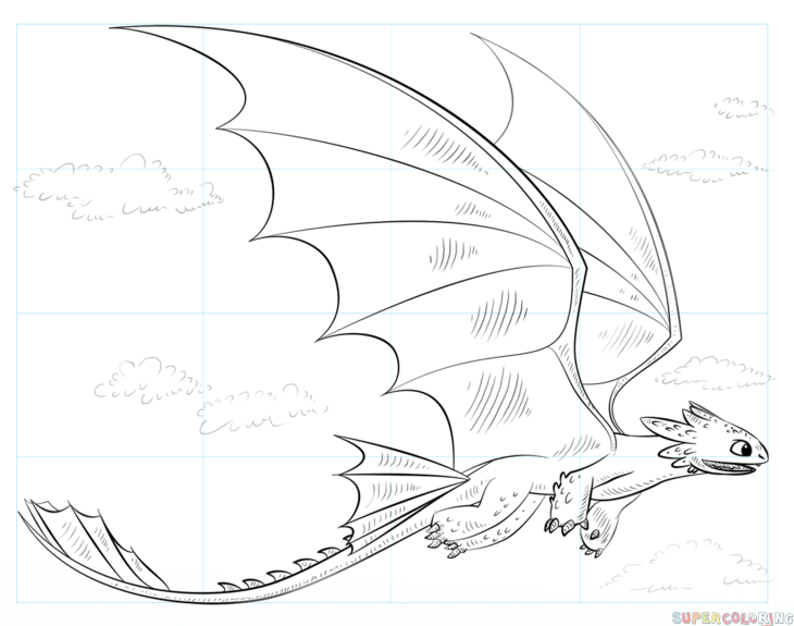 730x575 How To Draw Toothless Flying Step By Step Drawing Tutorials
