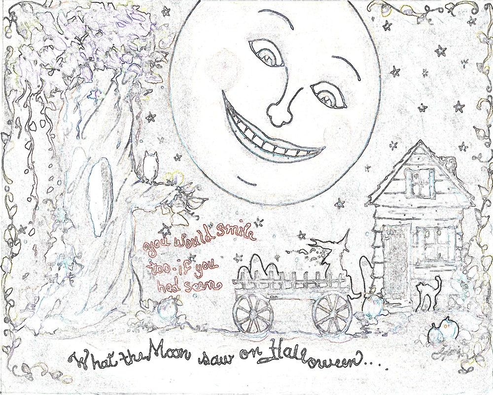 1000x800 Craft Halloween Project Moon Face Outline Amp Clip Art With A Witch