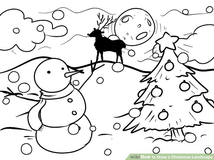 728x546 How To Draw A Christmas Landscape 12 Steps (With Pictures)