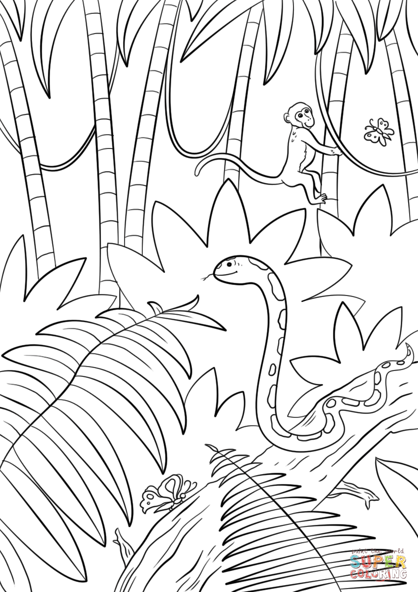 849x1200 Jungle Scene Coloring Page Free Printable Coloring Pages