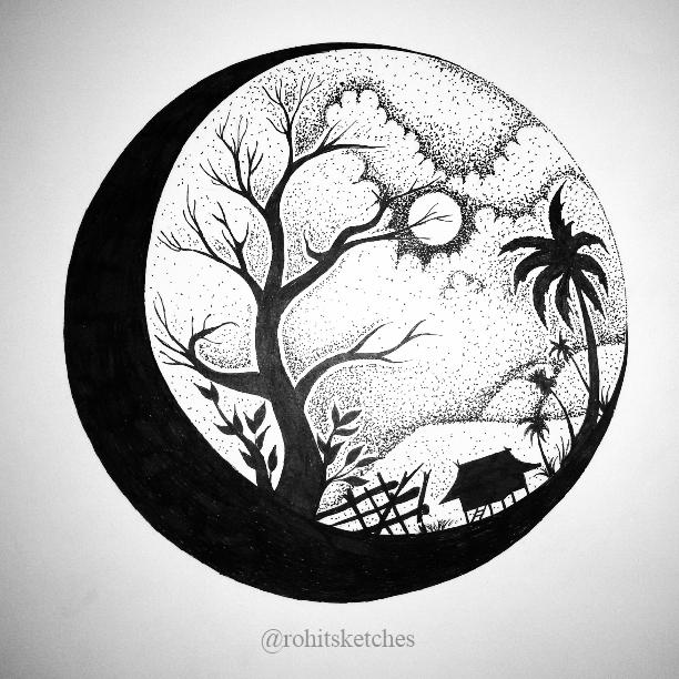 612x612 Night Scene Stippled By Rohitsketches