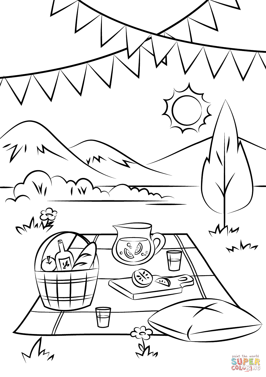 1060x1500 Picnic Scene Coloring Page Free Printable Coloring Pages