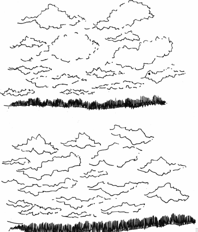 405x474 How To Draw Sky And Clouds With Pen And Ink My Pen And Ink Drawings
