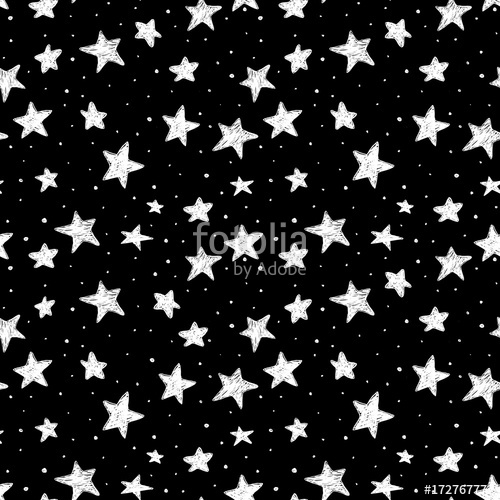 500x500 Beautiful Seamless Pattern Hand Drawn Doodle Stars Black And White