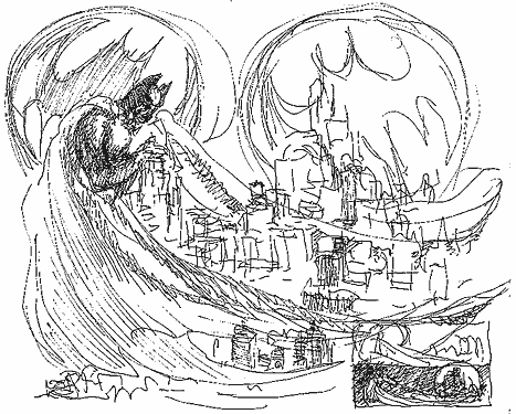 467x375 Kaluta Batman Nightmare Over Gotham (Sketch)