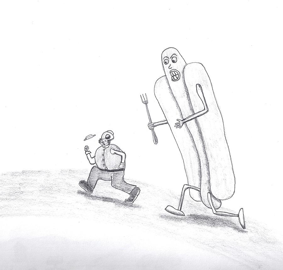 900x860 Fat Man's Nightmare Drawing By Tony Nelson