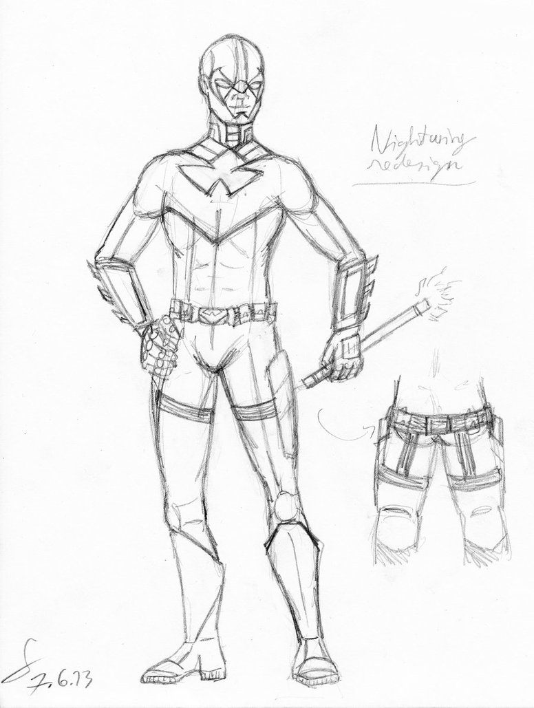 776x1029 Nightwing Suit Redesign Sketch By Shinreddear