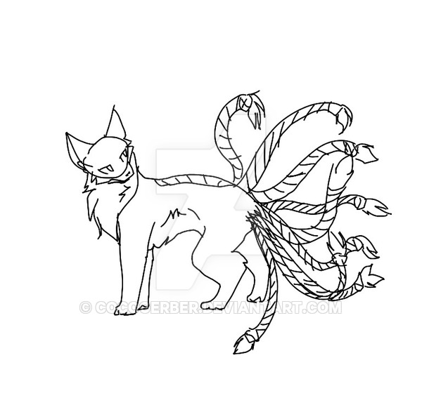 600x577 Cat With Nine Tails Whip Cat Hybrid Sketch By Cocogerber