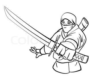 320x279 Cute Fat Ninja Cat In A Mask And A Sword. Funny Cartoon Cool