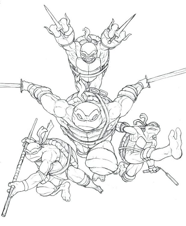 618x751 Teenage Mutant Ninja Turtles Coloring Pages With Intended To Tmnt