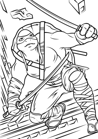 339x480 Leonardo From Teenage Mutant Ninja Turtles 2 Coloring Page Free