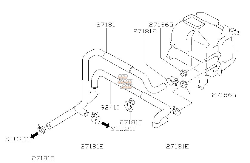 838x548 Nissan Oem Front Heater Hose