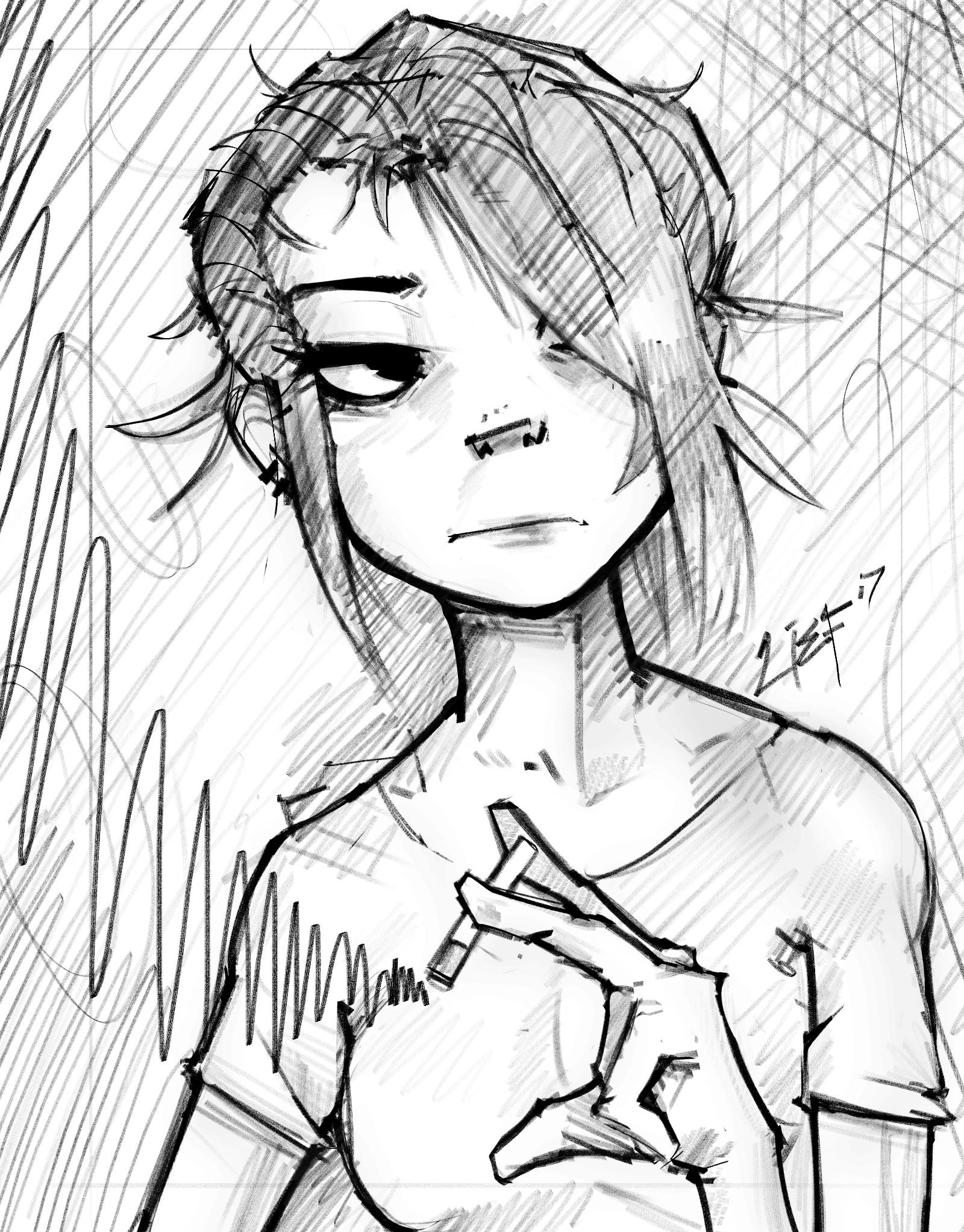 1600x2044 Another Noodle Sketch Gorillaz