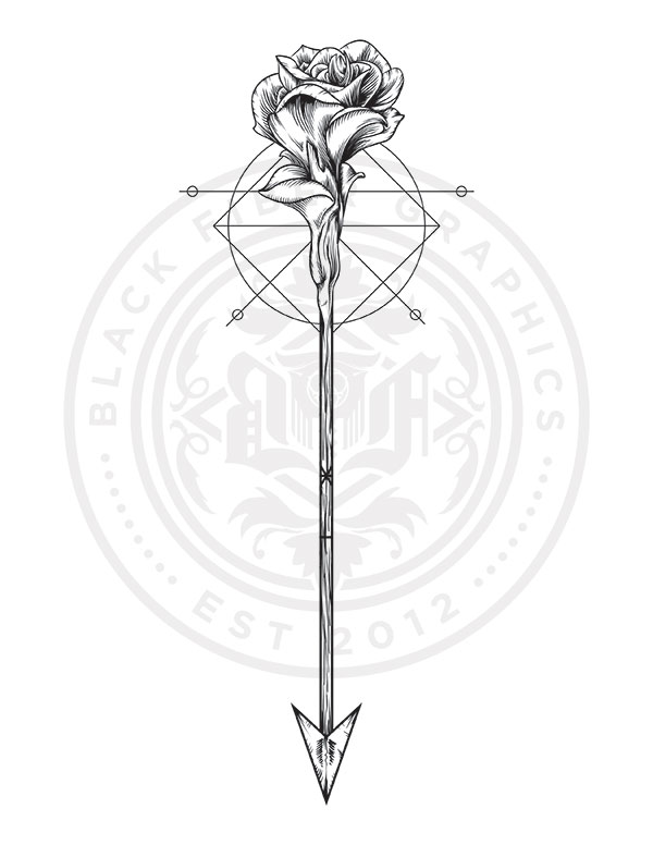 600x776 Rose Amp Arrow Tattoo Design I Did For Giz Khalifaa Can'T Wait
