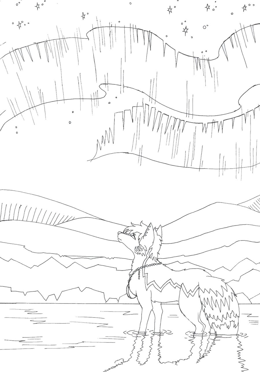 900x1284 Northern Lights Lineart By Vampiralady