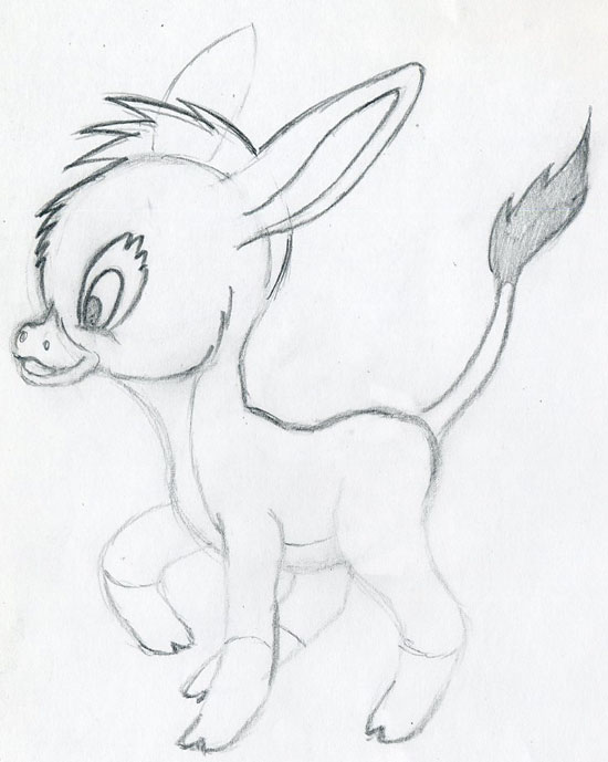 550x689 Let's Draw Cartoon Donkey Cute And Lovely. Few Easy Steps.