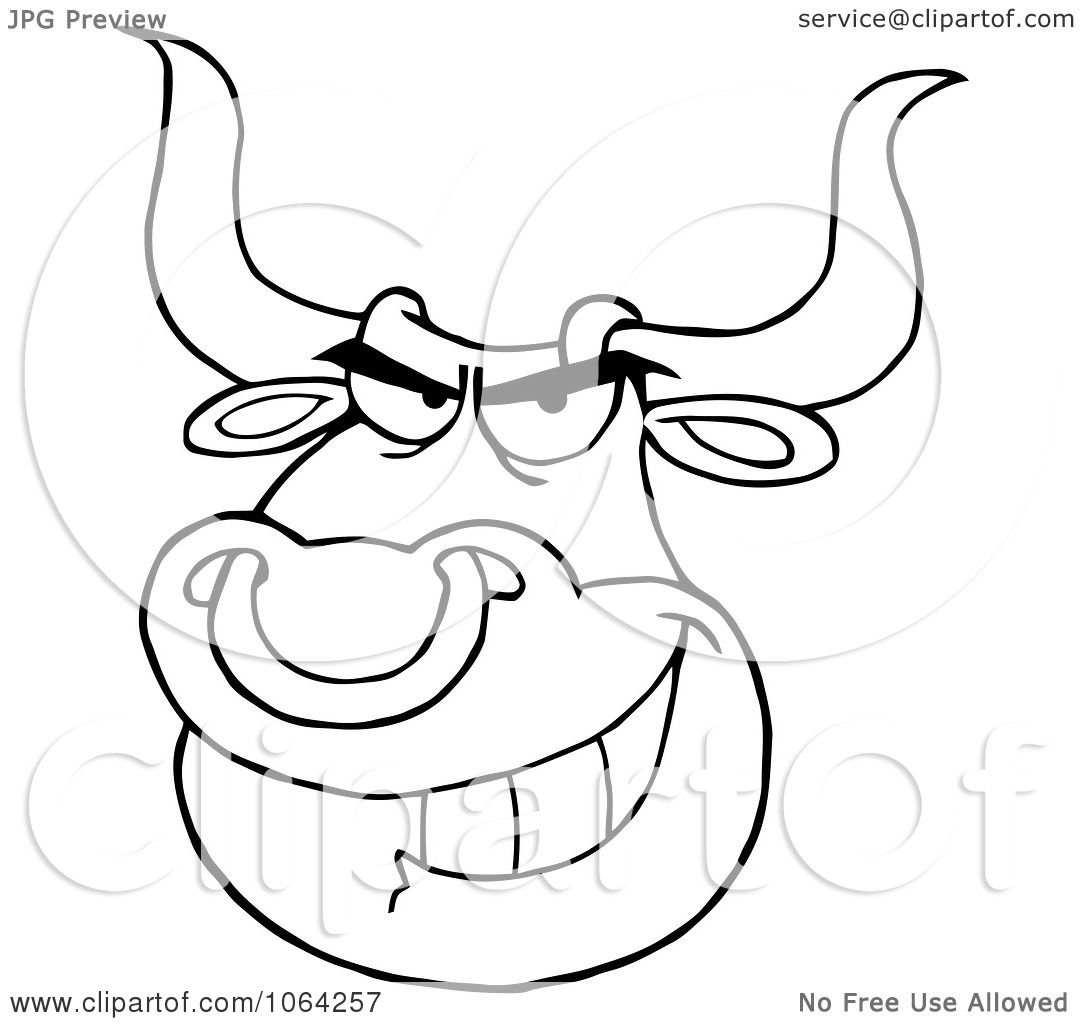1080x1024 Clipart Outlined Bull Face With Nose Ring