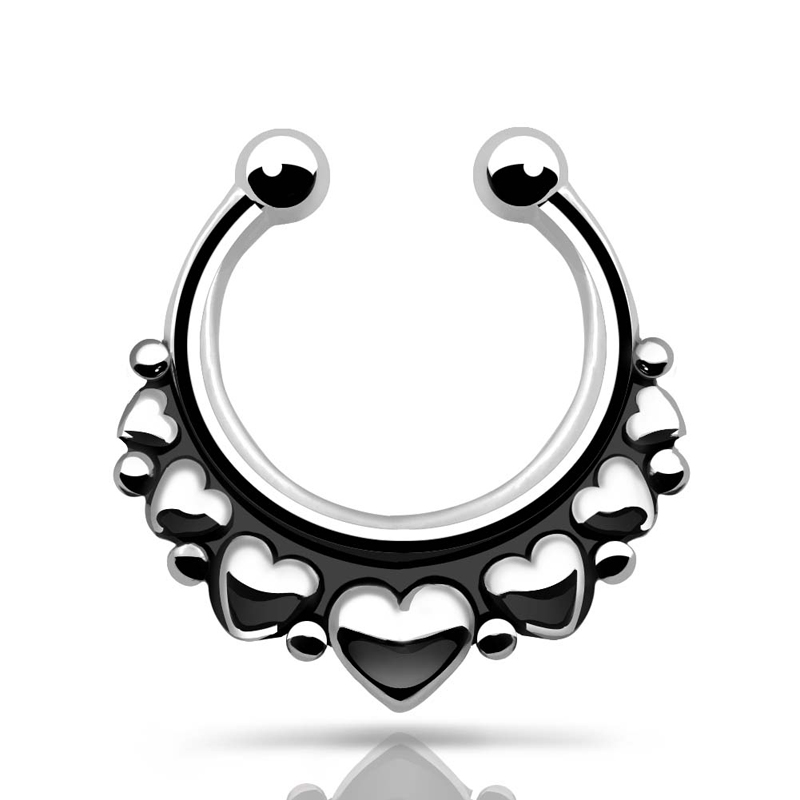 800x800 1 Pcs Vintage Heart Fake Nose Ring Women Men Nose Piercing 1.6mm